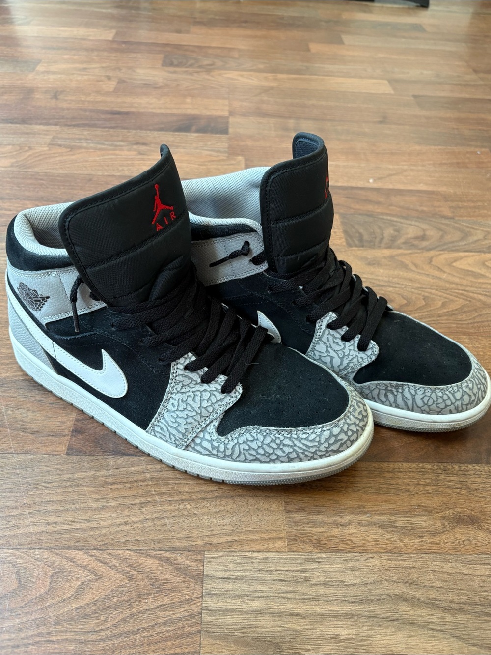 Nike Air Jordan 1 Mid Black/White/Gray with Elephant Print